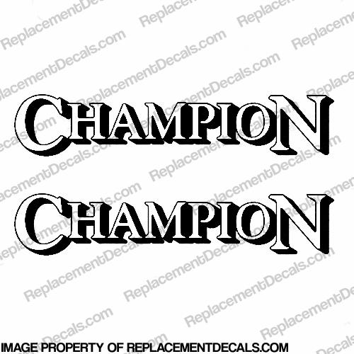 Champion Boat Logo Decals (Set of 2) - White/Black INCR10Aug2021