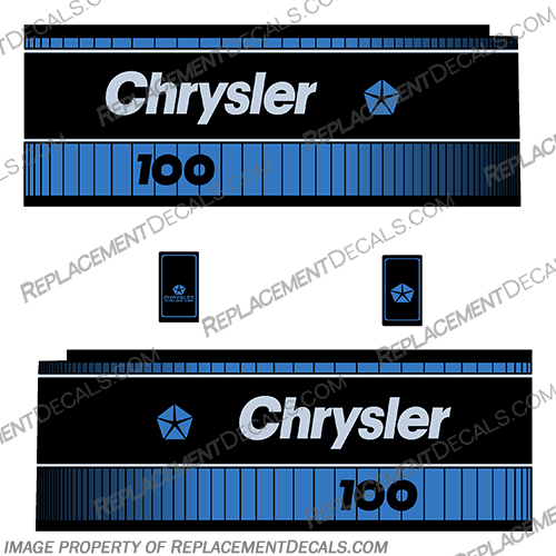 Chrysler 100hp 1980s Outboard Motor Decal Kit chrysler, decals, 100hp, 100, 1980, 80, 80s, 80s, boat, engine, stickers, decal, kit, vintage, motor,
