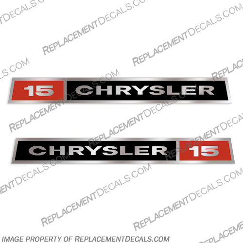 Chrysler 15hp Boat Engine Decals (Set of 2) outboard, engine, gas, fuel, tank, decal, sticker, replacement, new, chrystler, chrysler, marine, 15 hp, 15,