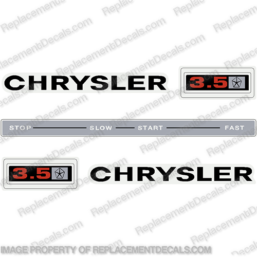 Chrysler 3.5 Decal Kit- 1965-1969  chrysler, 3.5, 1965, 1966, 1967, 1968, 1969, vintage, decal, decals, kit, motor, engine, boat, 