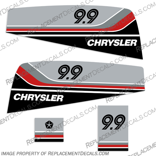 1979 Chrysler 9.9 Decal Kit  chrysler, decals, 9.9hp, 72h9d, 1979, boat, engine, stickers, decal, kit, vintage, motor,