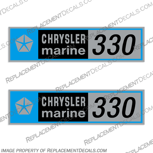 Chrysler Marine 330 Boat Engine Decals (Set of 2)  outboard, engine, gas, fuel, tank, decal, sticker, replacement, new, chrystler, chrysler, marine, 330, 330hp, boat, decals, set, of, 2,