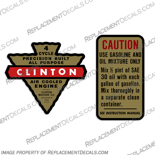 Clinton 4 Cycle Engine & Caution Label Decal Set - CL-CLTN-4-CYCL