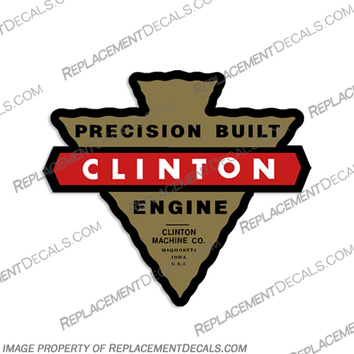 Clinton Machine Co. Precision Built Engine Decal  clinton, decal, set, 4-cycle, gasoline, and, oil, outboard, motor, caution, label, sticker, 2-cycle, 4-CYCLE, 2-CYCLE, precision, engine, decals, built