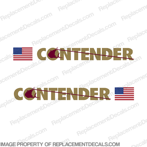 Contender Boat Logo Decal w/Flag - Set of 2 (Burgundy/Gold) INCR10Aug2021