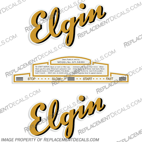 Elgin 1.25hp Outboard Motor Decals - 1948 elgin, 1.25hp, 1.25, hp, outboard, motor, decals, kit, stickers, vintage, engine 1948, 48, 