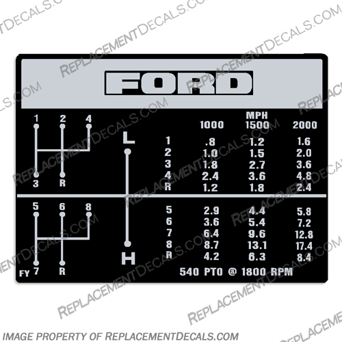 Ford 8 Speed Shift Pattern Tractor Decal Ford, 8, eight, speed, shift, pattern, tractor, decal, decals,