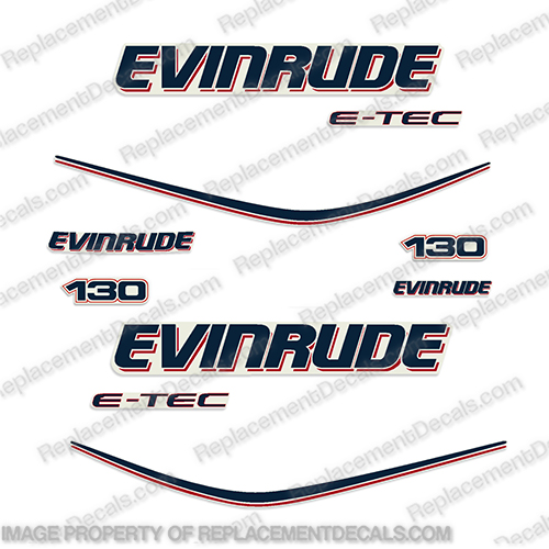 2004-08 Evinrude 200HP E-TEC WC Outboard 16Pc Decals for White Cowl Saltwater 