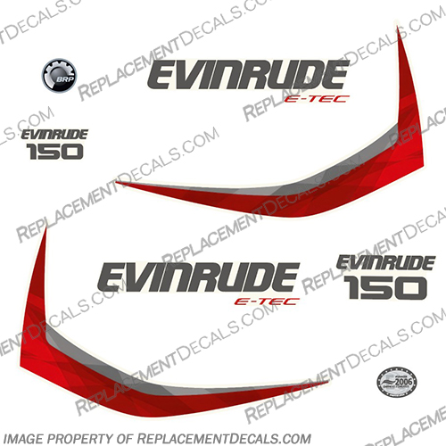 Evinrude 150hp G1 E-Tec Decal Kit (Graphic Red / Dark Grey) - 2011-2014 evinrude, decals, 150, hp, e-tec, 2015, g1, outboard, cowl stickers, red, stickers, kit, 2014, 2016, black, silver, boat, engine, dark, greay, dark grey, 2011, 2012, 2013,