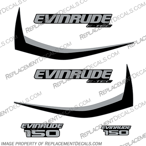 Evinrude 150hp E-Tec Decal Kit (Black) - 2011-2014 evinrude, 150, 150hp, hp, e-tec, etec, 2011 - 2014, 2014, 2011, 2012, 2013, g1, generation, outboard, engine, motor, decal, sticker, kit, set, black, decals, stickers, high, output, ho, 