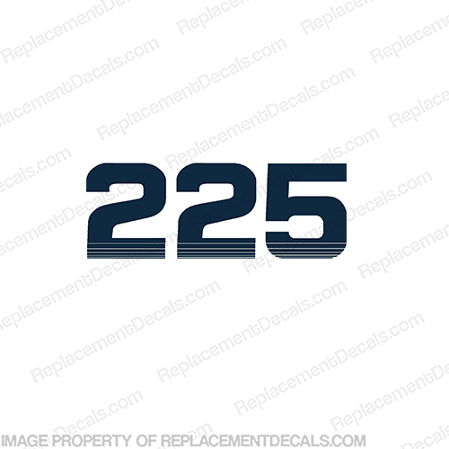 Evinrude Single "225" Decal 1993 - 1997  Evinrude, rear, cowl, engine, decal, sticker, number, hp, horse power, horsepower, 225,  1993, 1994, 1995, 1996, 1997, INCR10Aug2021
