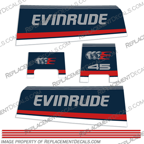 Evinrude 45hp Commercial  evinrude, decals, 45, hp, 1994, 1995, 1996, 1997, 1998, stickers, kit, outboard, engine, motor
