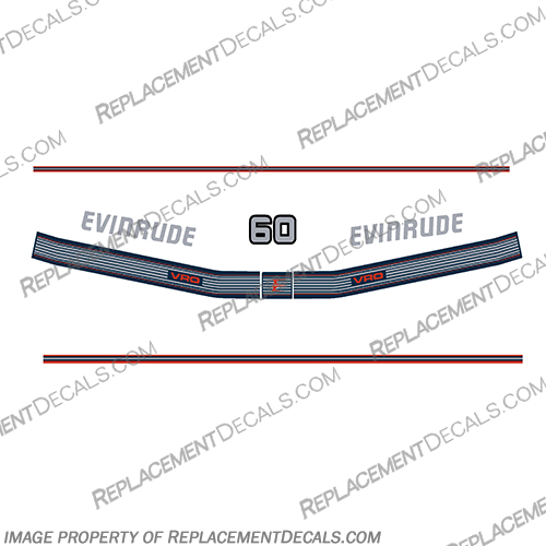 Evinrude 60hp Outboard Engine Motor Decal Kit - 1990 1991 evinrude, 60, 1990, 1991, outboard, motor, engine, decal, kit, set,