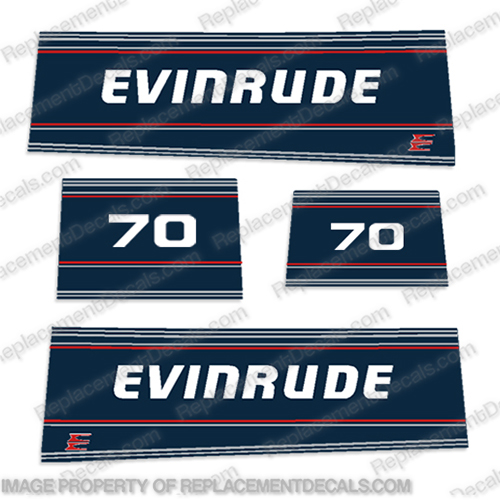 Evinrude 70hp Outboard Engine Motor Decal Kit - 1992-1993-1994  evinrude, 70, 1992, 1993, 1994, vintage, outboard, motor, boat, engine, decal, kit, set, INCR10Aug2021