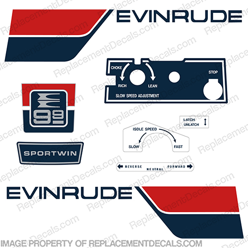 Evinrude 1974 9.9hp Decal Kit  evinrude, 10, 9.9, hp, 9, 1974, 74, 10424S, INCR10Aug2021