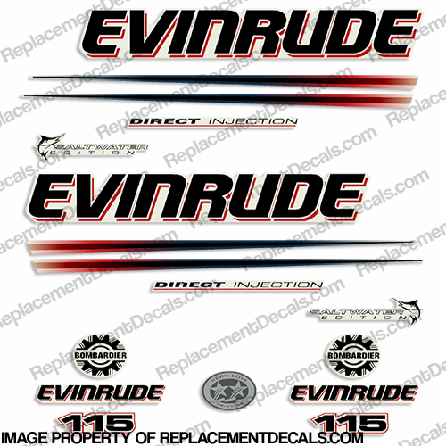 Evinrude 115hp Bombardier Decal Kit - 2002 - 2006 INCR10Aug2021