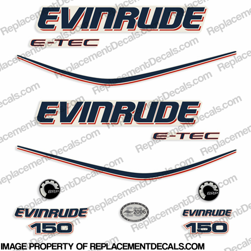Evinrude 150hp E-Tec Decal Kit 150, etec, INCR10Aug2021