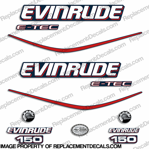 Evinrude 150hp E-Tec Decal Kit - Blue Cowl INCR10Aug2021