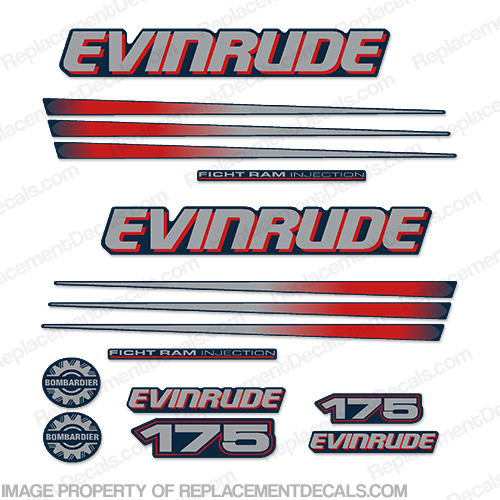 Evinrude 175hp Bombardier Decal Kit - Blue Cowl INCR10Aug2021