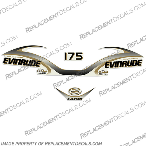 Evinrude 175hp V6 Ficht Ram Decal Kit - 2001 evinrude, 175, ficht, ram, injection, decal, kit, decals, stickers, logos, outboard, motor, boat, engine, cover, 2001, 1990s, 2000s, V6, v6