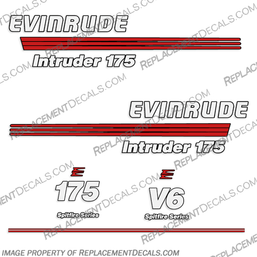Evinrude 175hp Intruder Spitfire Series Decal Kit evinrude, decals, 175, v6, intruder, spitfire, series, 1991, 1992, 1993, outboard, stickers, kit