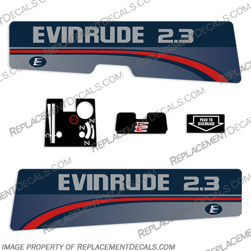 Evinrude 2.3hp Decal Kit - 1995-1997  evinrude, 2.3, 23, 2, 3, hp, 1994, 1995, 1996, 1997, outboard, engine, motor, decal, sticker, kit, set, 94, 95, 96, 97