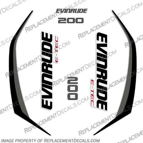 Evinrude 200hp G2 E-Tec Decal Kit (Black/Dark Grey) evinrude, decals, 200, hp, 200hp, e-tec, 2015, g2, outboard, cowl stickers, red, stickers, kit, 2014, 2015, 2016, 2017, 2018, 2019, 2015+, Black, Dark, Grey, Black/Dark Grey,