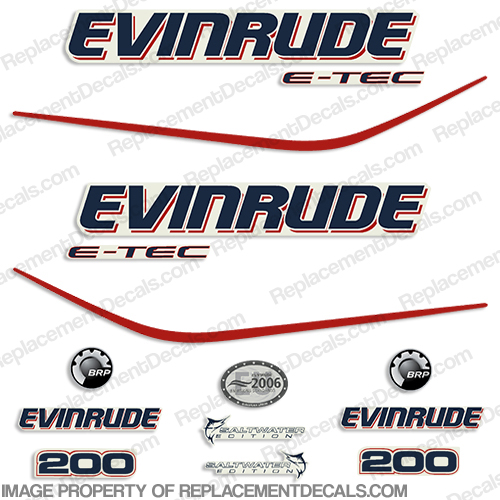 Evinrude 200hp E-Tec Decal Kit INCR10Aug2021