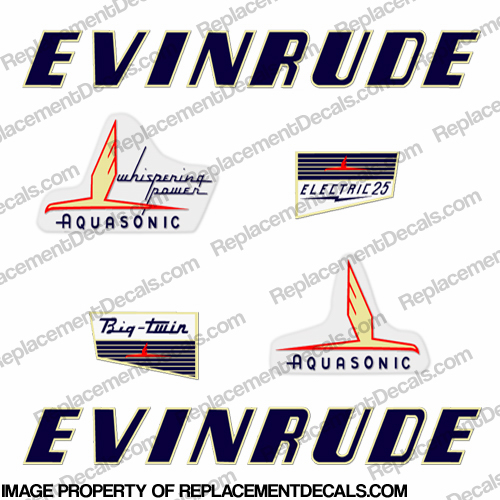Evinrude 1955 25hp Electric Decal Kit INCR10Aug2021