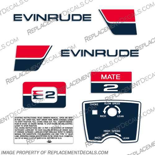 Evinrude 1974 2hp Decals Evinrude, 2hp, 2, hp, 1974, vintage, boat, decals, stickers, set, decal, engine, motor, old, 1970s, 