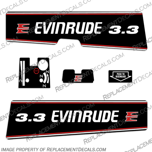 Evinrude 3.3hp Decal Kit - 1993-1994 evinrude, 3.3, 33, 3, hp, 1991, 1992, 1993, 1994, outboard, engine, motor, decal, sticker, kit, set, 91, 92, 93, 94