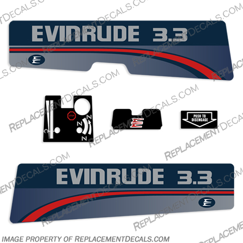 Evinrude 3.3hp Decal Kit - 1995-1997 evinrude, 3.3, 33, 3, hp, 1995, 1996, 1997, outboard, engine, motor, decal, sticker, kit, set, 95, 96, 97,