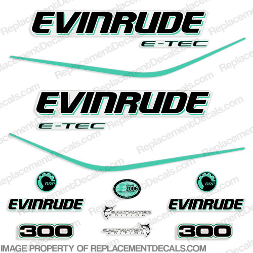 Evinrude 300hp E-Tec Decal Kit - Aqua INCR10Aug2021