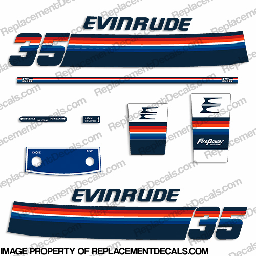 Evinrude 1978 35hp Decal Kit INCR10Aug2021