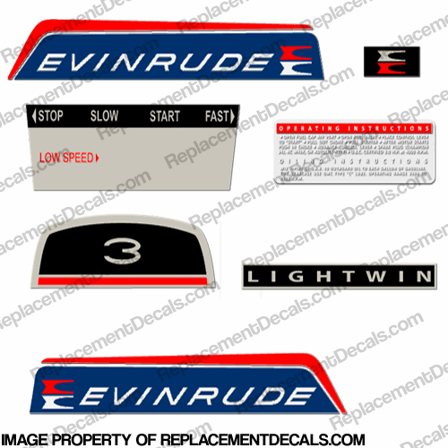 Evinrude 1966 3hp Lightwin Decal Kit INCR10Aug2021