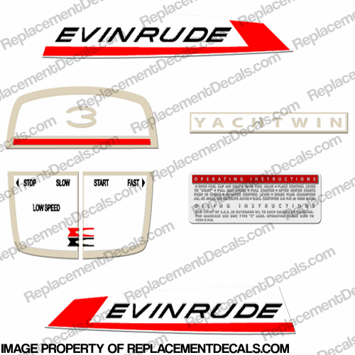 Evinrude 1967 3hp Yachtwin Decal Kit INCR10Aug2021
