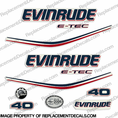 Evinrude 40hp E-Tec Decal Kit INCR10Aug2021