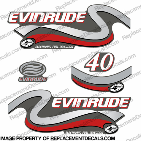 Evinrude 40hp FourStroke Decals (Silver) - 1999 INCR10Aug2021