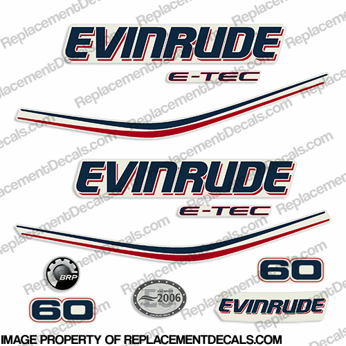 Evinrude 60hp E-Tec Decal Kit INCR10Aug2021