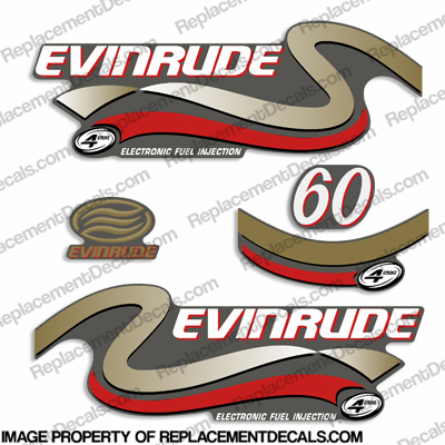 Evinrude 60hp FourStroke Decals (Gold) - 1999 INCR10Aug2021