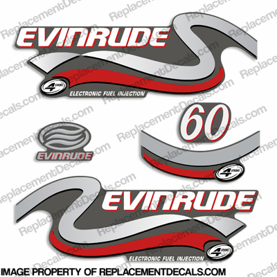 Evinrude 60hp FourStroke Decals (Silver) - 1999 INCR10Aug2021