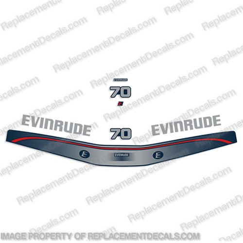 Evinrude 70hp Decal Kit - 1997-1998 evinrude, decals, 70, hp, 70hp. stickers, kit, outboard, engine, motor, decal, vintage, 1997, 1998
