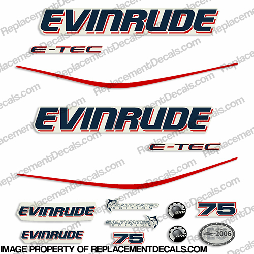Evinrude 75hp E-Tec Decal Kit INCR10Aug2021