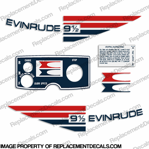 Evinrude 1973 9.5hp Decal Kit INCR10Aug2021