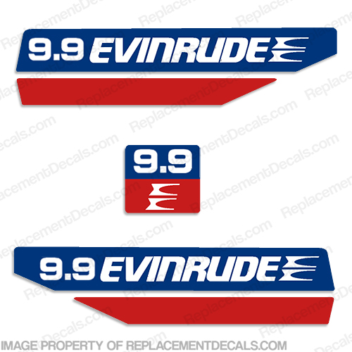 Evinrude 1970s 9.9hp Decal Kit 9.9, 1970, 70, INCR10Aug2021