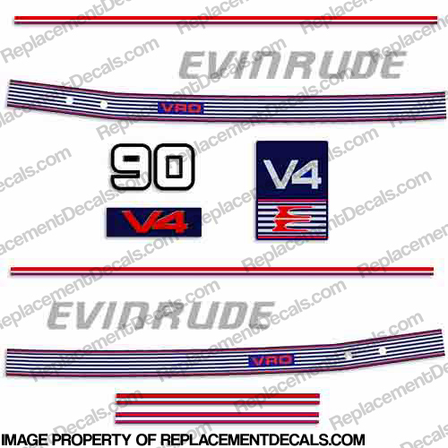 Evinrude 1989 - 1991 90hp Decal Kit INCR10Aug2021