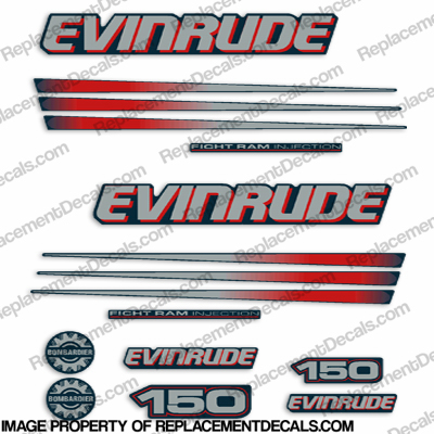 Evinrude 150hp Bombardier Decal Kit - Blue Cowl INCR10Aug2021