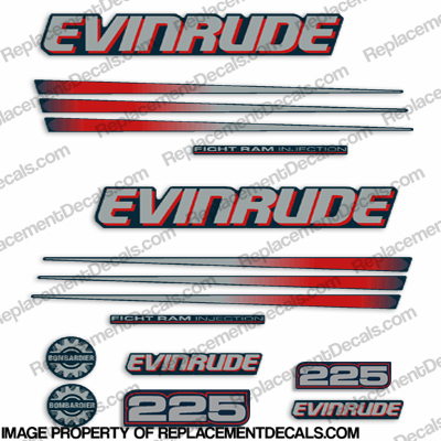 2004-08 Evinrude 200HP E-TEC WC Outboard 16Pc Decals for White Cowl Saltwater 