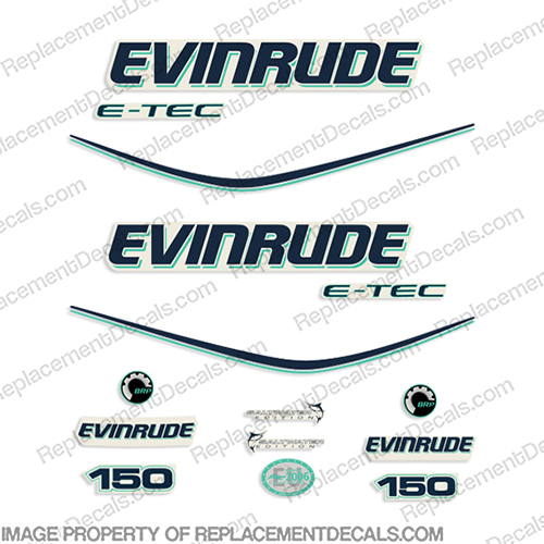 Evinrude 150hp E-Tec Decal Kit - Aqua - Blue  INCR10Aug2021