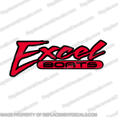 Excell Boats Boat Logo Decal - Red Black boat, decals, stratos, v-series, 169, v, 1986, logo, stickers, decal, boats, 169v, INCR10Aug2021